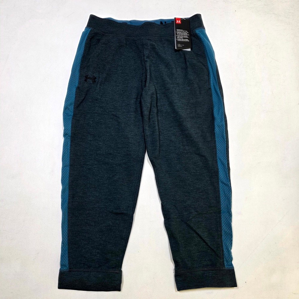 Under Armour Pants Womens Small Gray Blue Mesh Panel Fitted Athletic 1309708